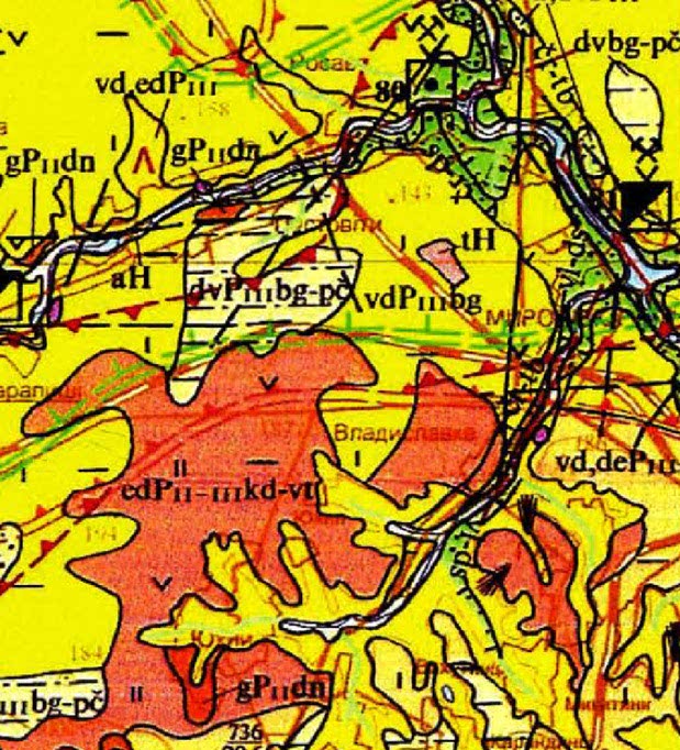 Рис.2. Геологическая карта четвертичных отложений Мироновского района Киевской области
