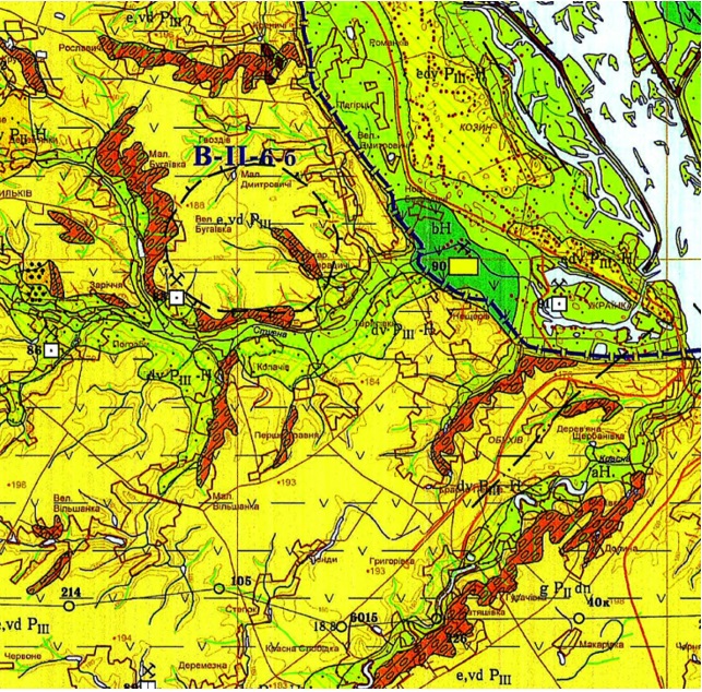 Геологическая карта четвертичных отложений Обуховского района Киевской области