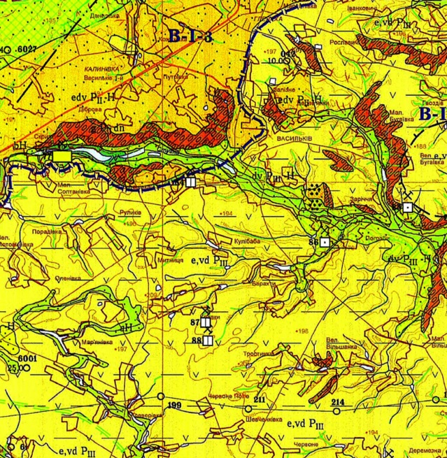 Геологическая карта четвертичных отложений Васильковского района Киевской области
