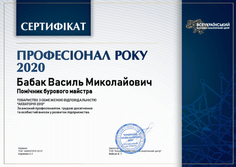 «Профессионал года» — Бабак Василий